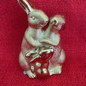 Ceramic Gold color Easter Bunny Family Figurine - Gold color